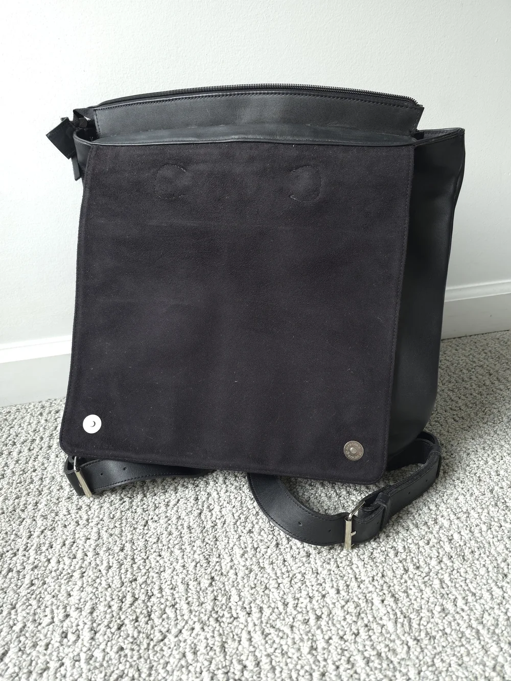 Black Leather & Suede Unisex Backpack, Handmade